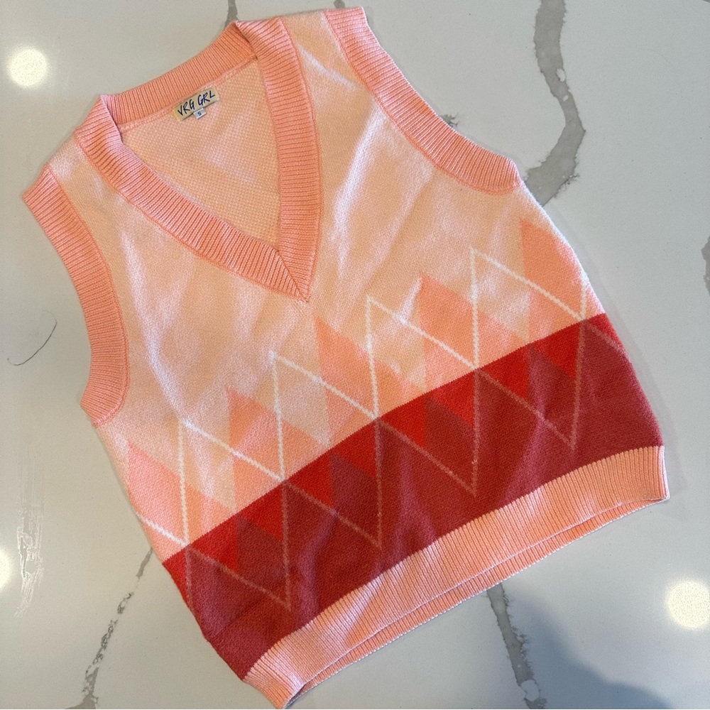 VRG GRL | Pink Sleeveless Sweater Vest